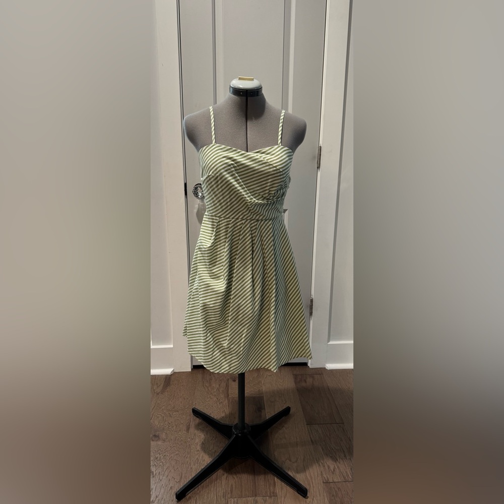 Green Striped Spaghetti Sundress